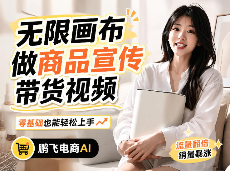 不用模特不用拍，AI生成电商带货视频｜无限画布从0到1搭建教程，全程实操演示，新手也能跟着落地-吾爱云课堂
