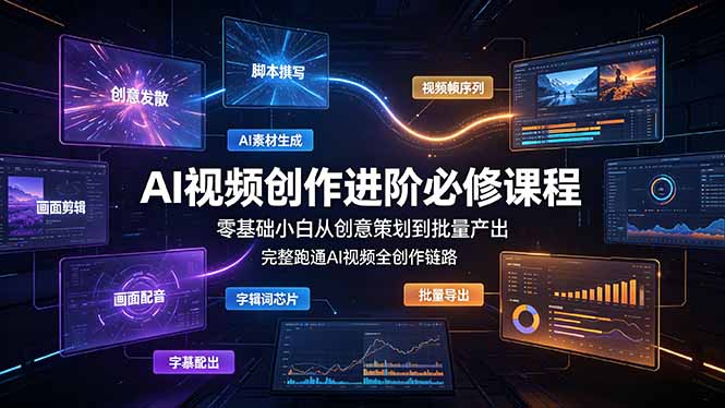 AI视频创作进阶必修课程：零基础小白从创意策划到批量产出，完整跑通AI视频全创作链路-吾爱云课堂