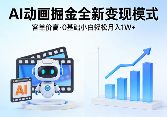 AI动画掘金全新变现模式，客单价高，0基础小白也能轻松月入1W+-吾爱云课堂
