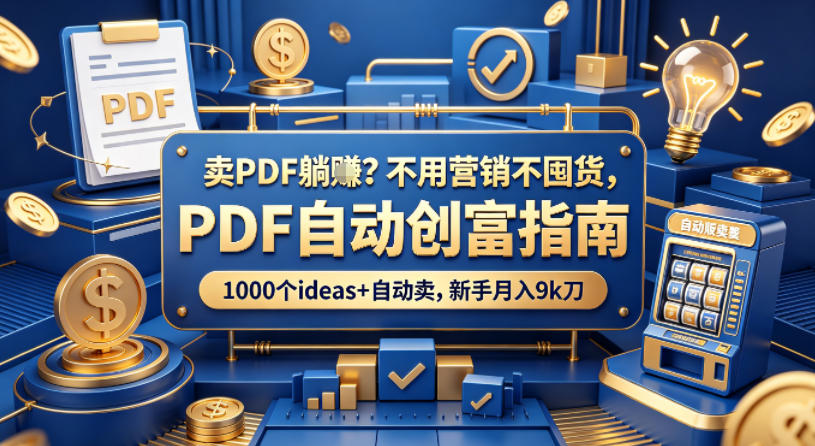 卖PDF躺賺？不用营销不囤货，PDF自动创富指南，1000个ideas+自动卖，新手月入9k刀【原创双语字幕】-吾爱云课堂