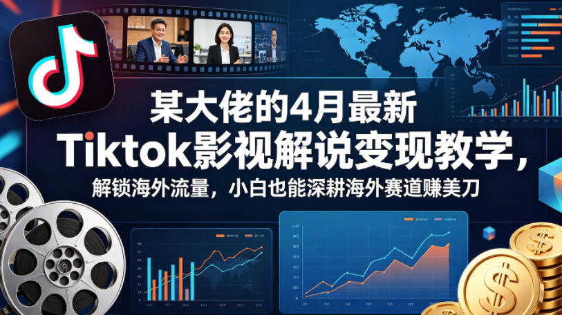 某大佬的4月最新Tiktok影视解说变现教学，解锁海外流量，小白也能深耕海外赛道賺美刀-吾爱云课堂