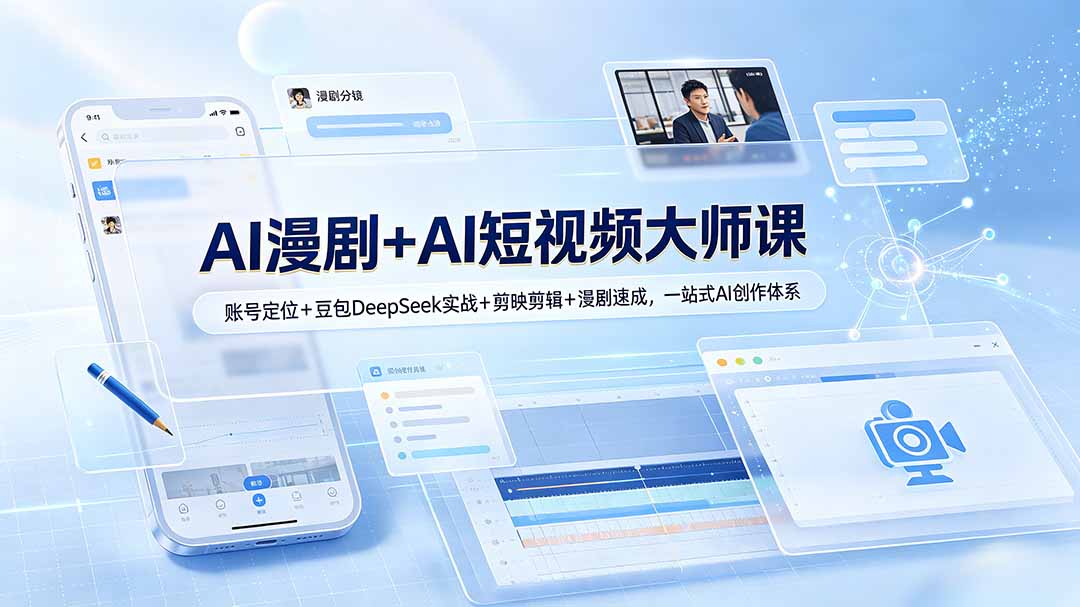 AI漫剧+AI短视频大师课:账号定位+豆包DeepSeek实战+剪映剪辑+漫剧速成,一站式AI创作体系-吾爱云课堂