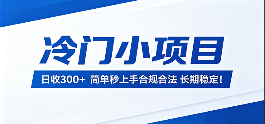 冷门小项目，日收300＋，简单秒上手合规合法，长期稳定！-吾爱云课堂