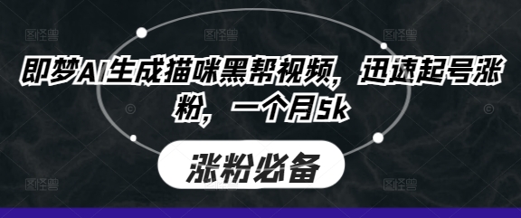 即梦AI生成猫咪黑帮视频,迅速起号涨粉,一个月5k-吾爱云课堂