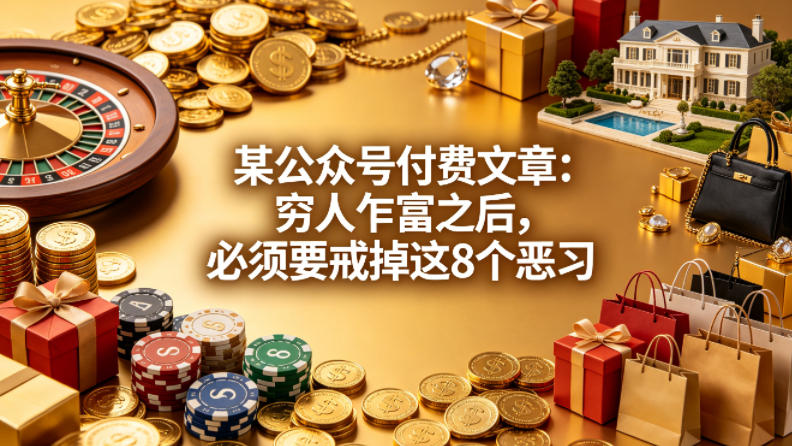 某公众号付费文章：穷人乍富之后，必须要戒掉这8个恶习-吾爱云课堂