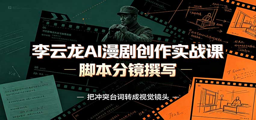 李云龙AI漫剧创作实战课：角色人设还原，脚本分镜撰写，AI漫剧成片完整制作教学-吾爱云课堂