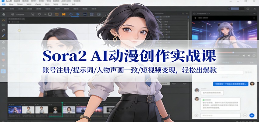Sora2 AI动漫创作实战课：账号注册/提示词/人物声画一致/短视频变现，轻松出爆款-吾爱云课堂
