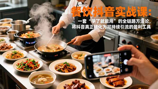 餐饮抖音实战课：一套“学了就能用”的全链路方法论，将抖音真正转化为可持续引流的盈利工具-吾爱云课堂
