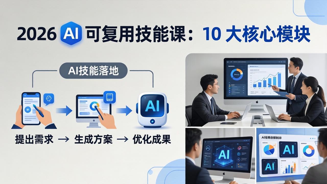 2026AI可复用技能-4月新课：10大核心模块，手把手教你把AI用进工作、产出成果-吾爱云课堂