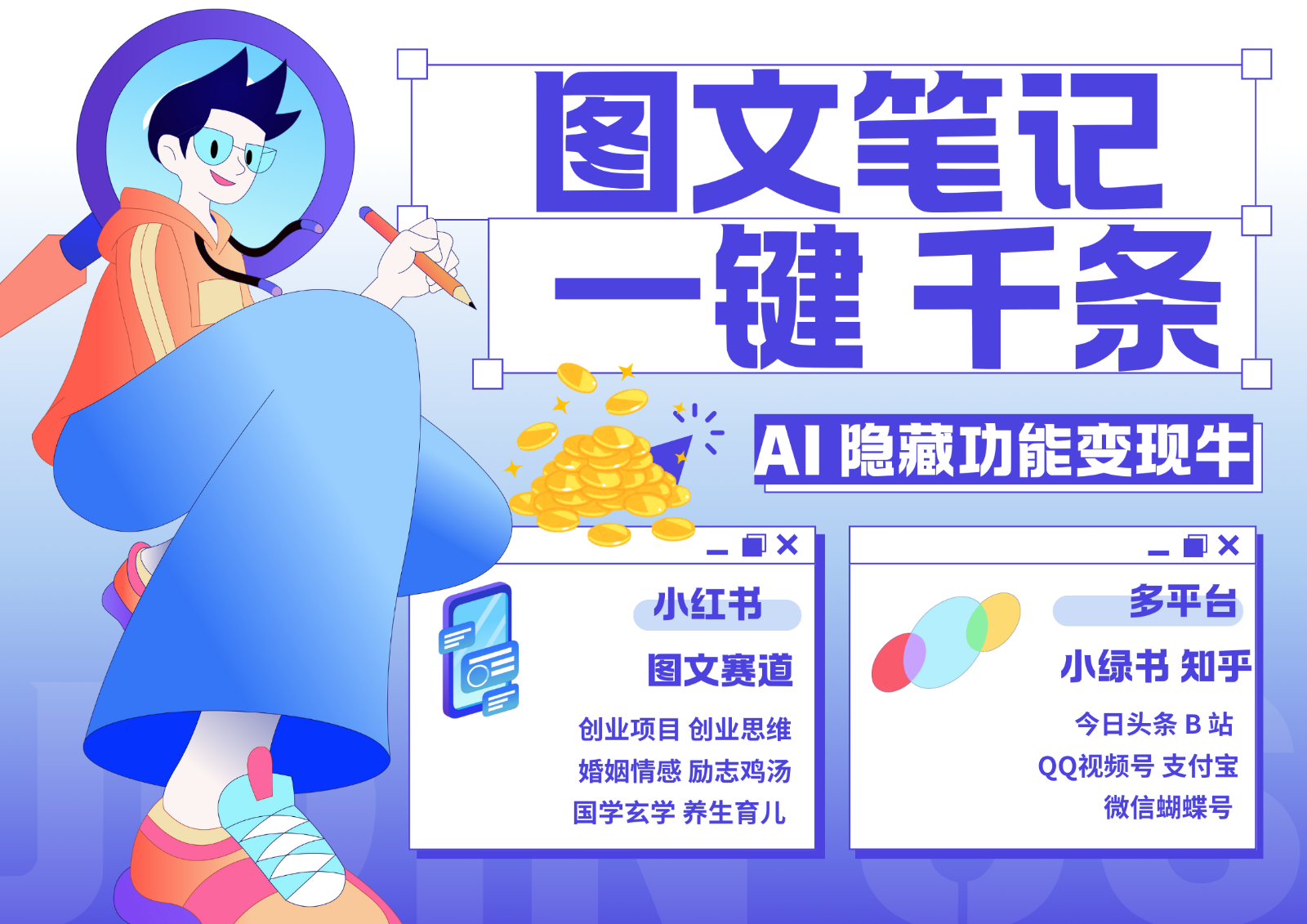 1键生成数千条图文 创业国学 秒生笔记 小红书小绿书图文 轻松引流 变现30000+-吾爱云课堂