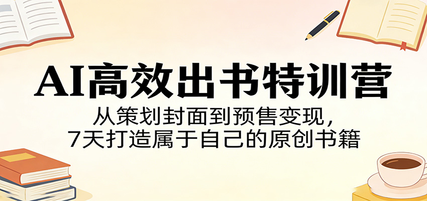 AI高效出书特训营：从策划封面到预售变现，7天打造属于自己的原创书籍-吾爱云课堂