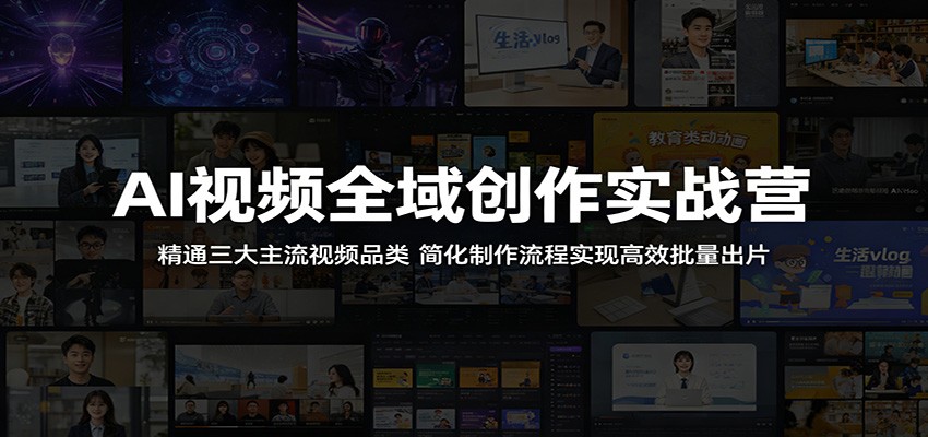 AI视频全域创作实战营：精通三大主流视频品类，简化制作流程实现高效批量出片-吾爱云课堂
