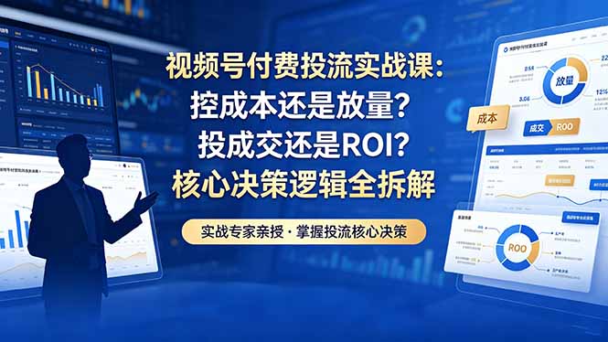 视频号付费投流实战课-5月：控成本还是放量？投成交还是ROI？核心决策逻辑全拆解-吾爱云课堂