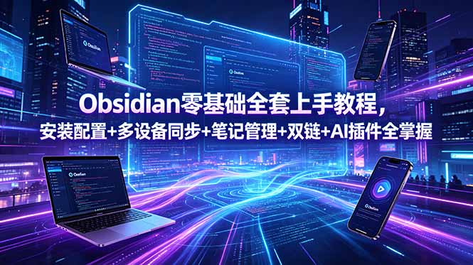 Obsidian零基础全套上手教程，安装配置+多设备同步+笔记管理+双链+AI插件全掌握-吾爱云课堂