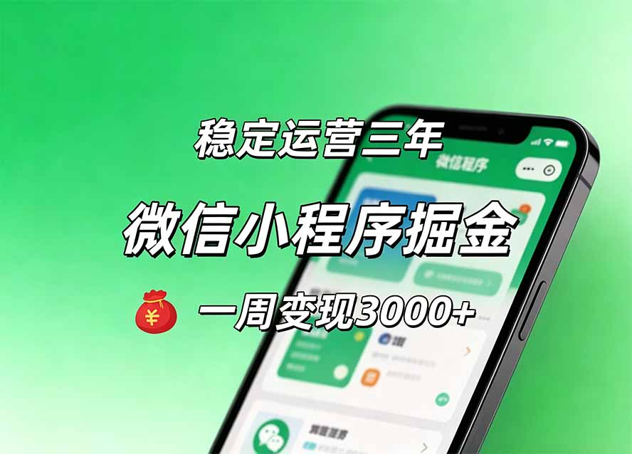 月收益稳定1W+的微信小程序，前期积累客户，后期躺平养老，小白轻松上手-吾爱云课堂