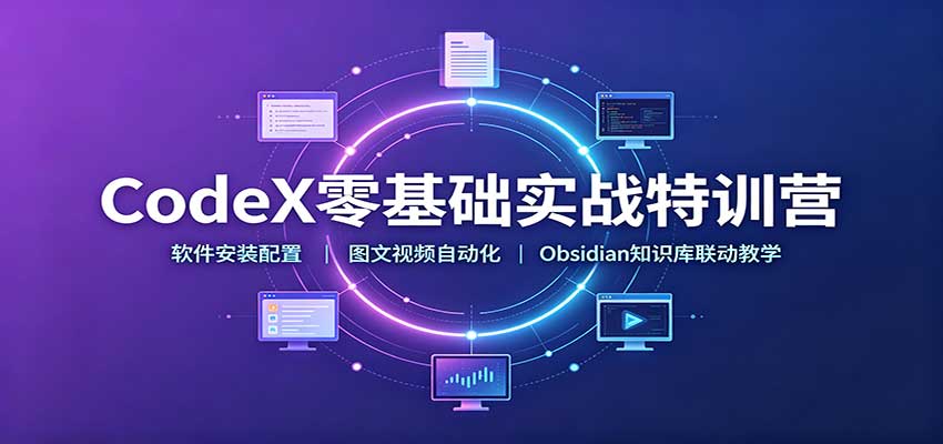 CodeX零基础实战特训营：软件安装配置，图文视频自动化，Obsidian知识库联动教学-吾爱云课堂