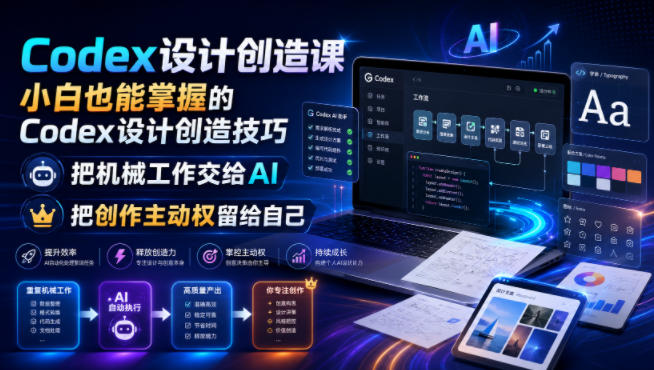Codex设计创造课，小白也能掌握的Codex设计创造技巧，把机械工作交给AI，把创作主动权留给自己-吾爱云课堂