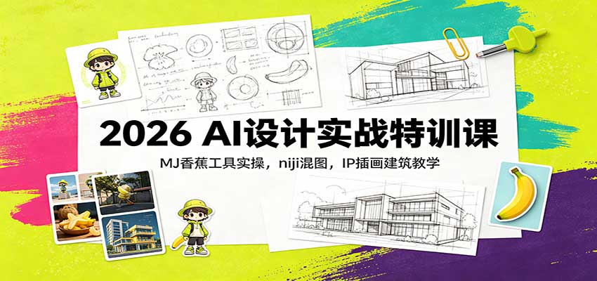 2026 AI设计实战特训课：MJ香蕉工具实操，niji混图，IP插画建筑教学-吾爱云课堂