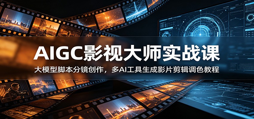 AIGC影视大师实战课：大模型脚本分镜创作，多AI工具生成影片剪辑调色教程-吾爱云课堂
