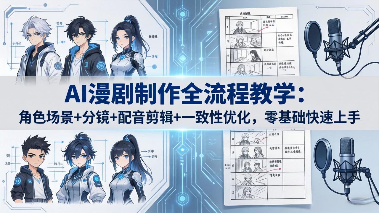 AI漫剧制作全流程教学：角色场景+分镜+配音剪辑+一致性优化，零基础快速上手-吾爱云课堂