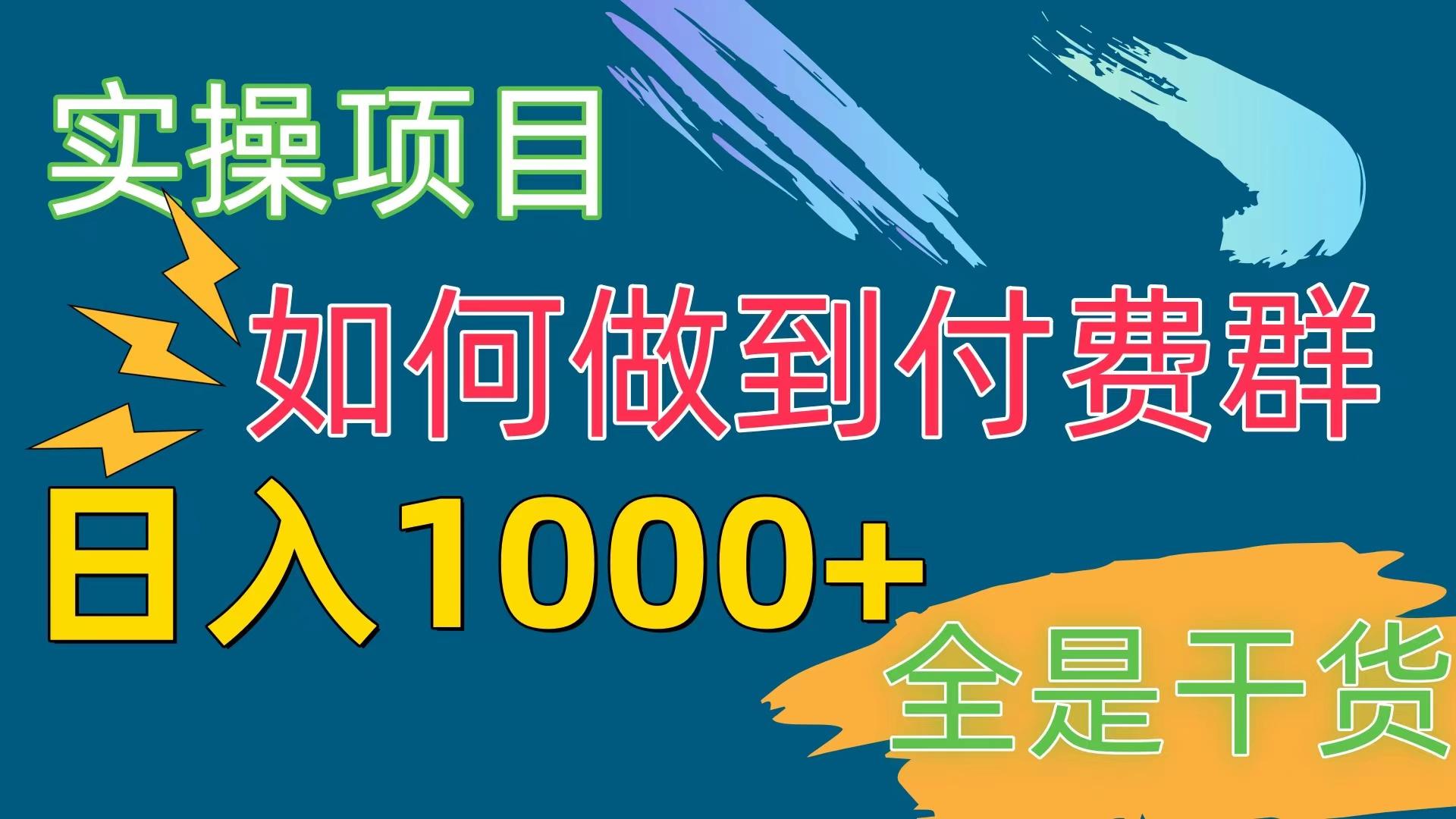 [实操项目]付费群赛道，日入1000+-吾爱云课堂