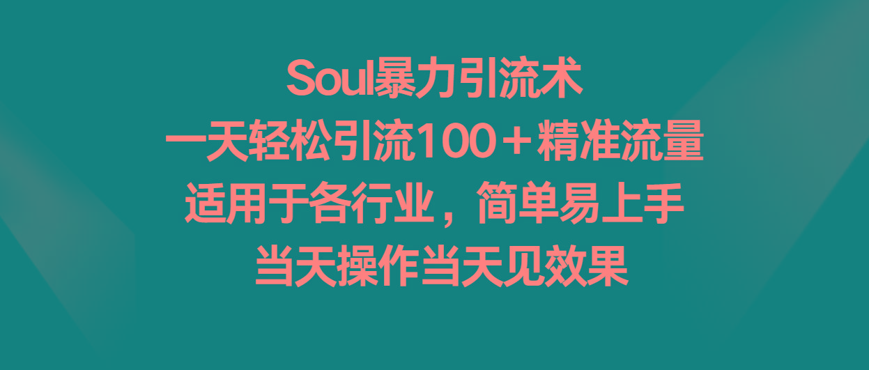 Soul暴力引流术,一天轻松引流100+精准流量,适用于各行业,简单易上手!-吾爱云课堂