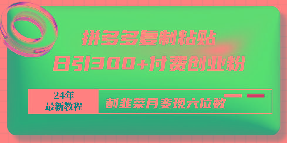 拼多多复制粘贴日引300+付费创业粉,割韭菜月变现六位数最新教程!-吾爱云课堂