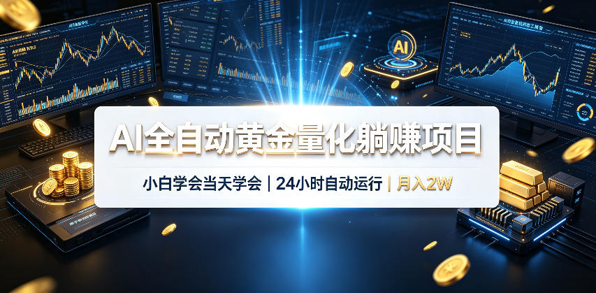 AI全自动黄金量化躺賺项目，24小时自动运行，月入2W！-吾爱云课堂
