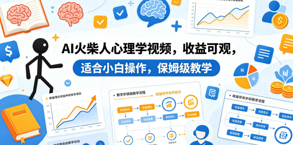 AI火柴人心理学视频，收益可观，适合小白操作，保姆级教学-吾爱云课堂