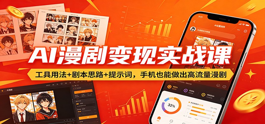 AI漫剧变现实战课：工具用法+剧本思路+提示词，手机也能做出高流量漫剧-吾爱云课堂