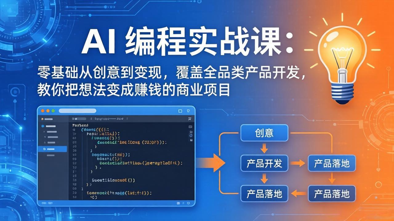 AI编程实战课-第三期-5月3更新：零基础从创意到变现，覆盖全品类产品开发，把想法变成赚钱项目-吾爱云课堂