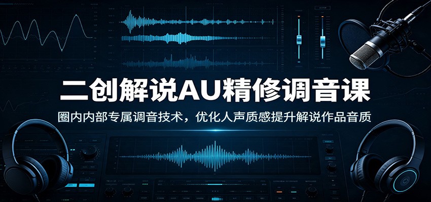 二创解说AU精修调音课：圈内内部专属调音技术，优化人声质感提升解说作品音质-吾爱云课堂
