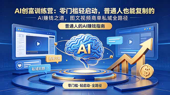 AI创富训练营：零门槛轻启动，普通人也能复制的AI赚钱之道，图文视频商单私域全路径-吾爱云课堂