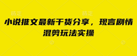 小说推文最新干货分享,现言剧情混剪玩法实操-吾爱云课堂