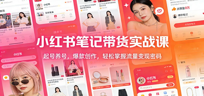 小红书笔记带货实战课：起号养号，爆款创作，轻松掌握流量变现密码-吾爱云课堂