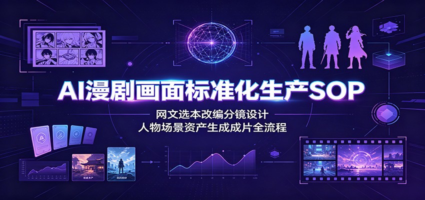 AI漫剧画面标准化生产SOP：网文选本改编分镜设计，人物场景资产生成成片全流程-吾爱云课堂