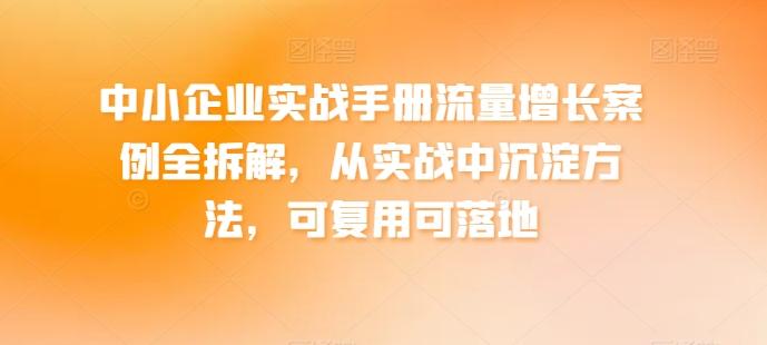 中小企业实战手册流量增长案例全拆解,从实战中沉淀方法,可复用可落地-吾爱云课堂