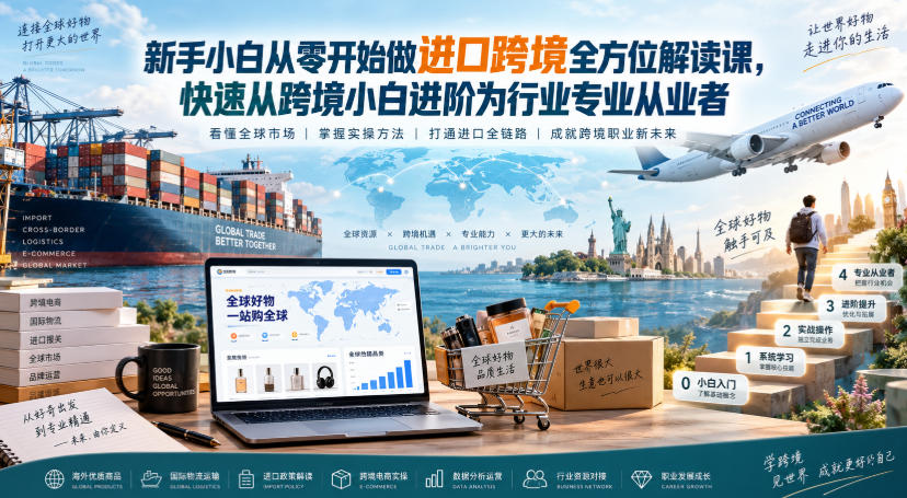 新手小白从零开始做进口跨境全方位解读课，快速从跨境小白进阶为行业专业从业者-吾爱云课堂