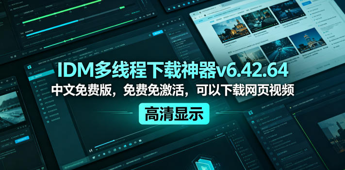 IDM多线程下载神器v6.42.64中文免费版，免费免激活，可以下载网页视频(例如飞书文档内的视频)-吾爱云课堂
