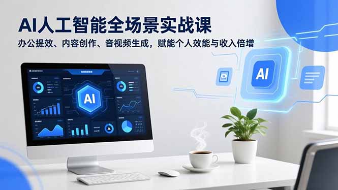 AI人工智能全场景实战课，办公提效、内容创作、音视频生成，赋能个人效能与收入倍增-吾爱云课堂