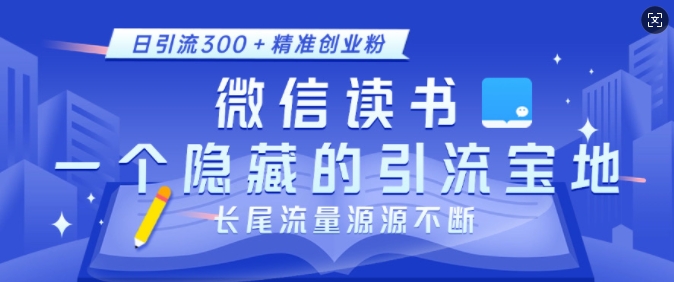 微信读书,一个隐藏的引流宝地,不为人知的小众打法,日引流300+精准创业粉,长尾流量源源不断-吾爱云课堂