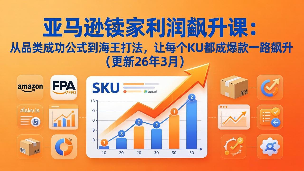 亚马逊卖家利润飙升课：从品类成功公式到海王打法，让每个SKU都成爆款一路飙升(更新26年3月-吾爱云课堂