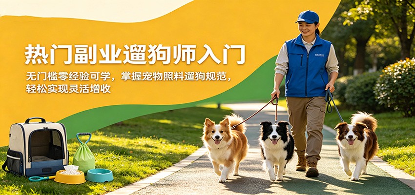 热门副业遛狗师入门，无门槛零经验可学，掌握宠物照料遛狗规范，轻松实现灵活增收-吾爱云课堂