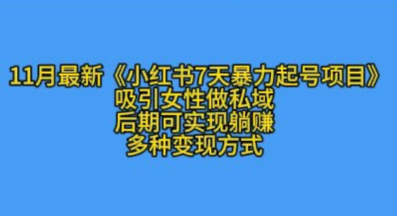 K总部落11月最新小红书7天暴力起号项目,吸引女性做私域【揭秘】-吾爱云课堂