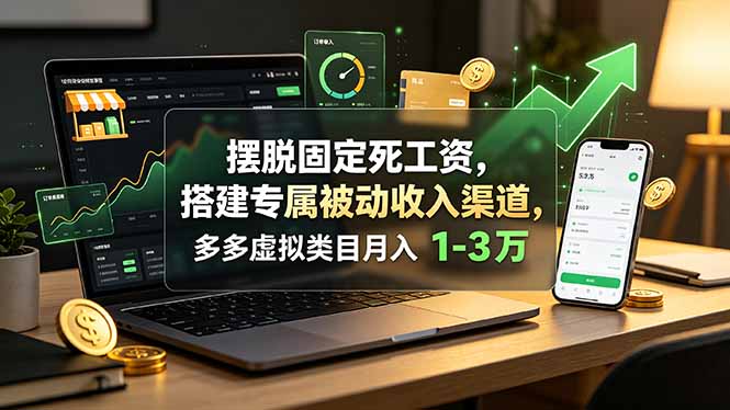 摆脱固定死工资，搭建专属被动收入渠道，多多虚拟类目月入 1-3 万-吾爱云课堂