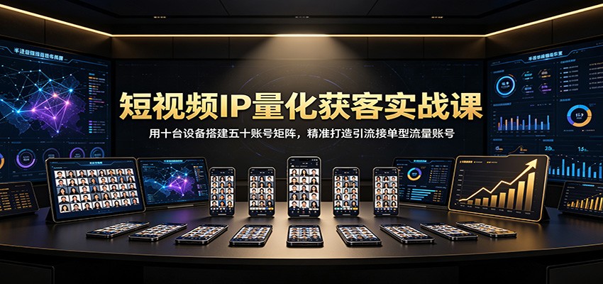 短视频IP量化获客实战课：用十台设备搭建五十账号矩阵，精准打造引流接单型流量账号-吾爱云课堂