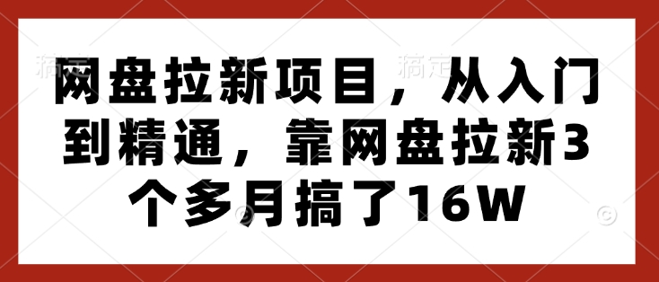 网盘拉新项目,从入门到精通,靠网盘拉新3个多月搞了16W-吾爱云课堂