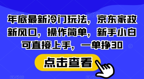 年底最新冷门玩法，京东家政新风口，操作简单，新手小白可直接上手，一单挣30【揭秘】-吾爱云课堂