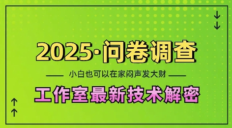 2025问卷调查最新工作室技术解密:一个人在家也可以闷声发大财,小白一天2张,可矩阵放大【揭秘】-吾爱云课堂