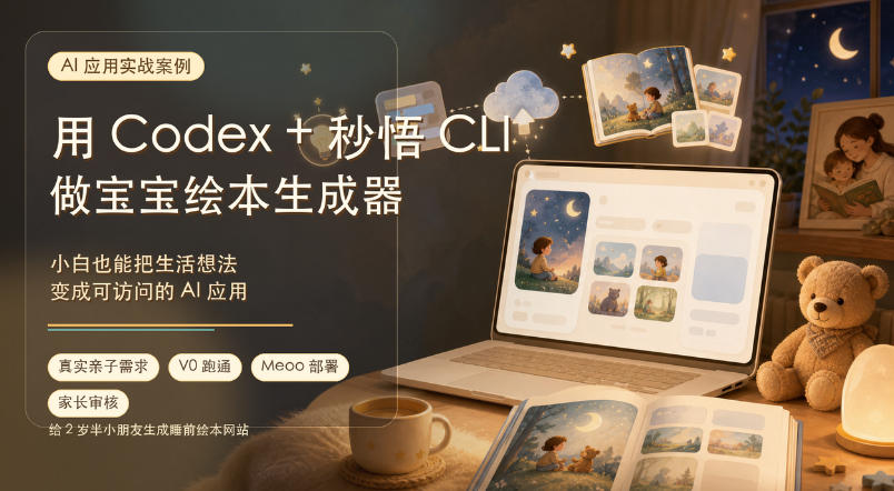 AI应用实战案例,用Codex+秒悟CLl做宝宝绘本生成器,小白也能把生活想法变成可访问的AI应用-吾爱云课堂
